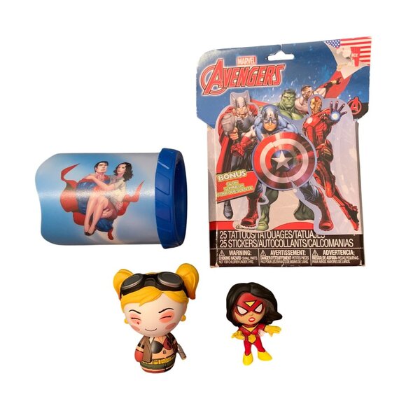 Marvel & DC Superhero Bundle: Mugs Water Bottle Toys Stickers Mini Figure Koozie - Picture 2 of 3